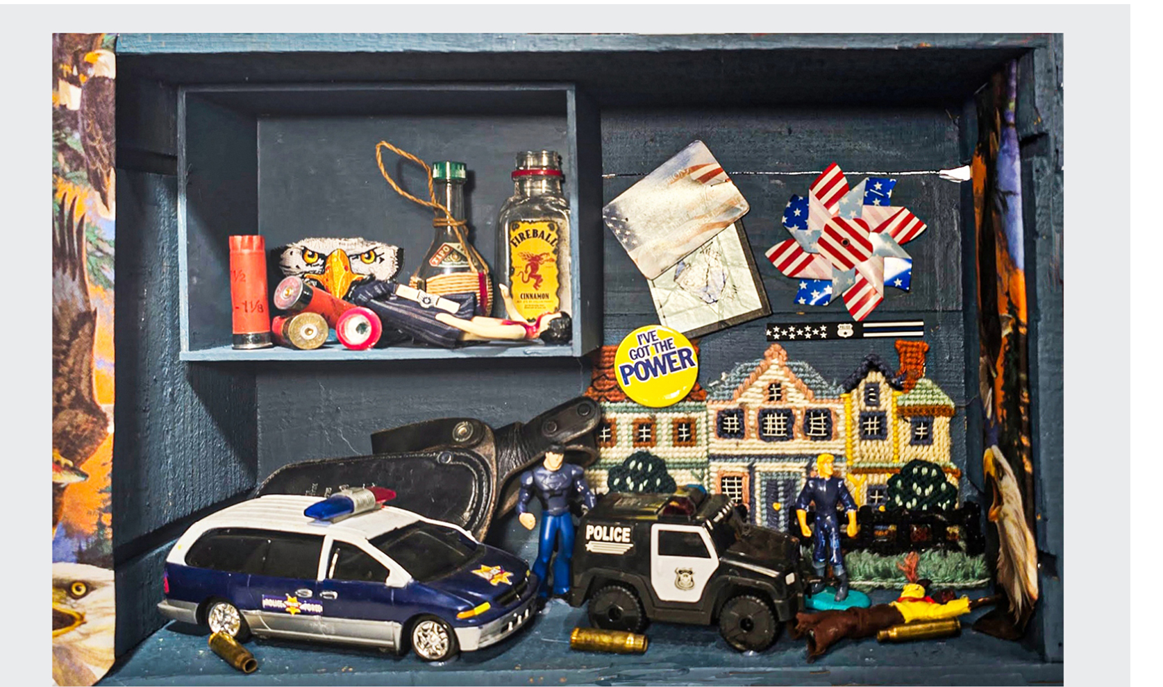 Law Enforcement mixed-media collage by Nancy Hill