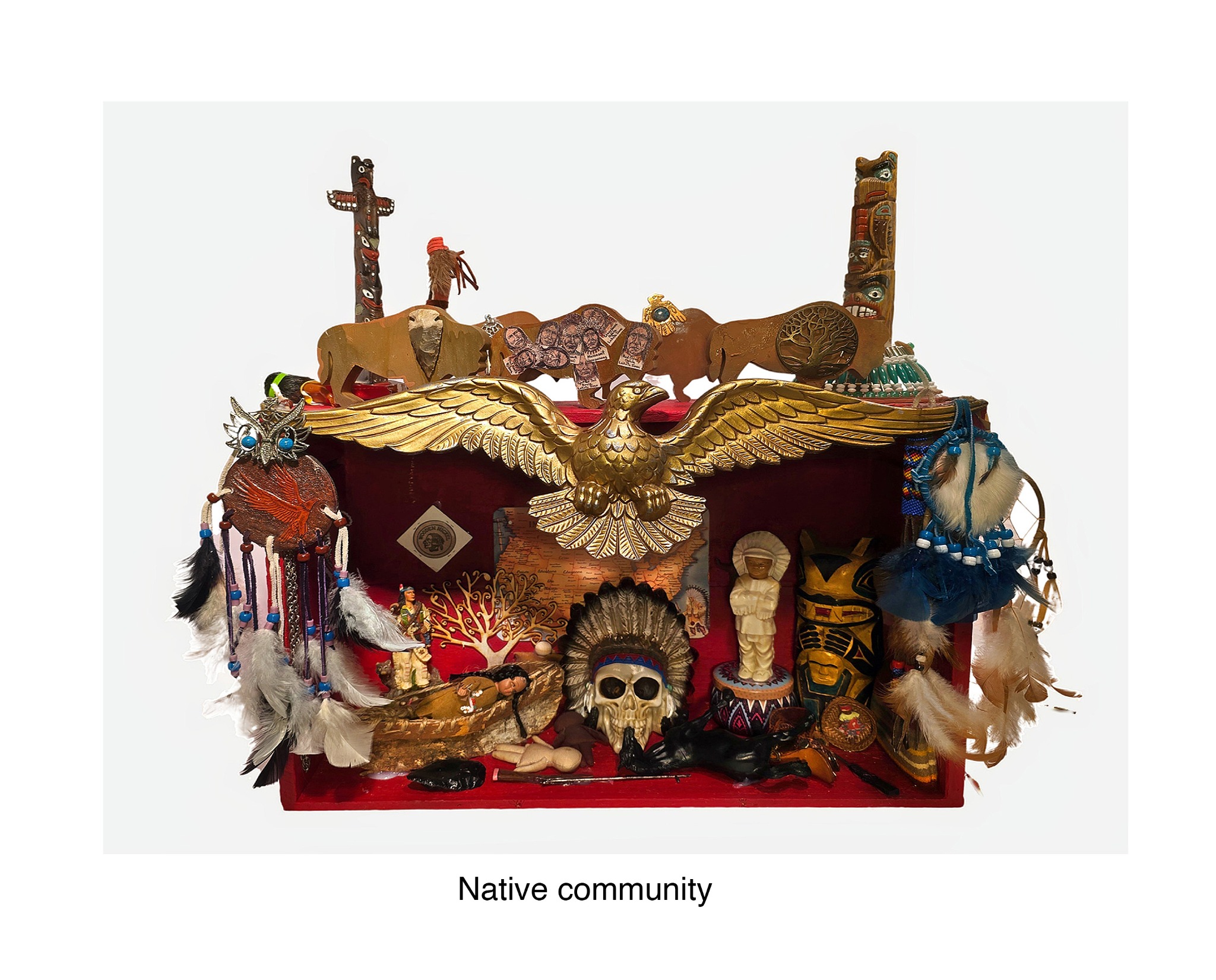 Native Communities mixed-media collage by Nancy Hill