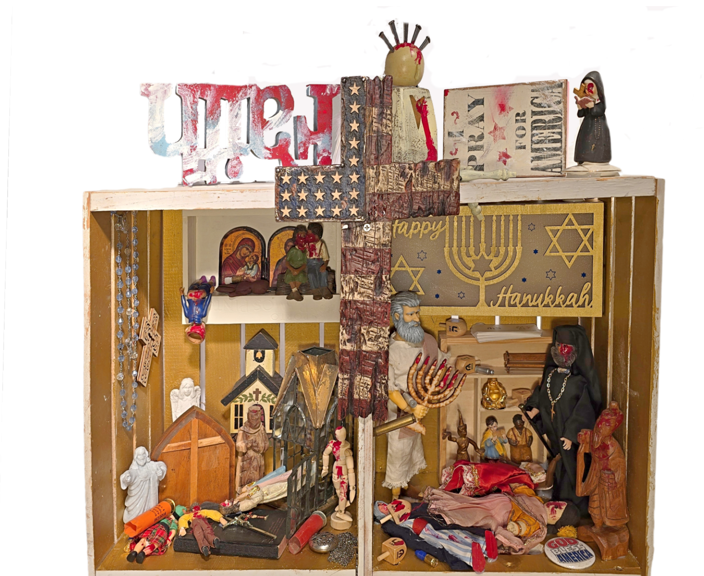 Religion mixed-media collage by Nancy Hill