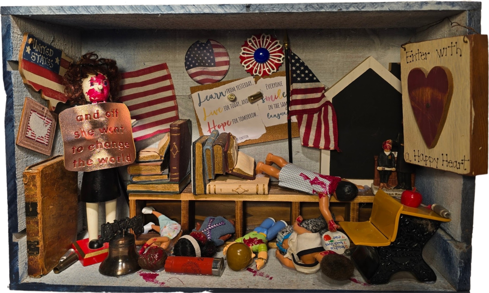 School Shootings mixed-media collage by Nancy Hill