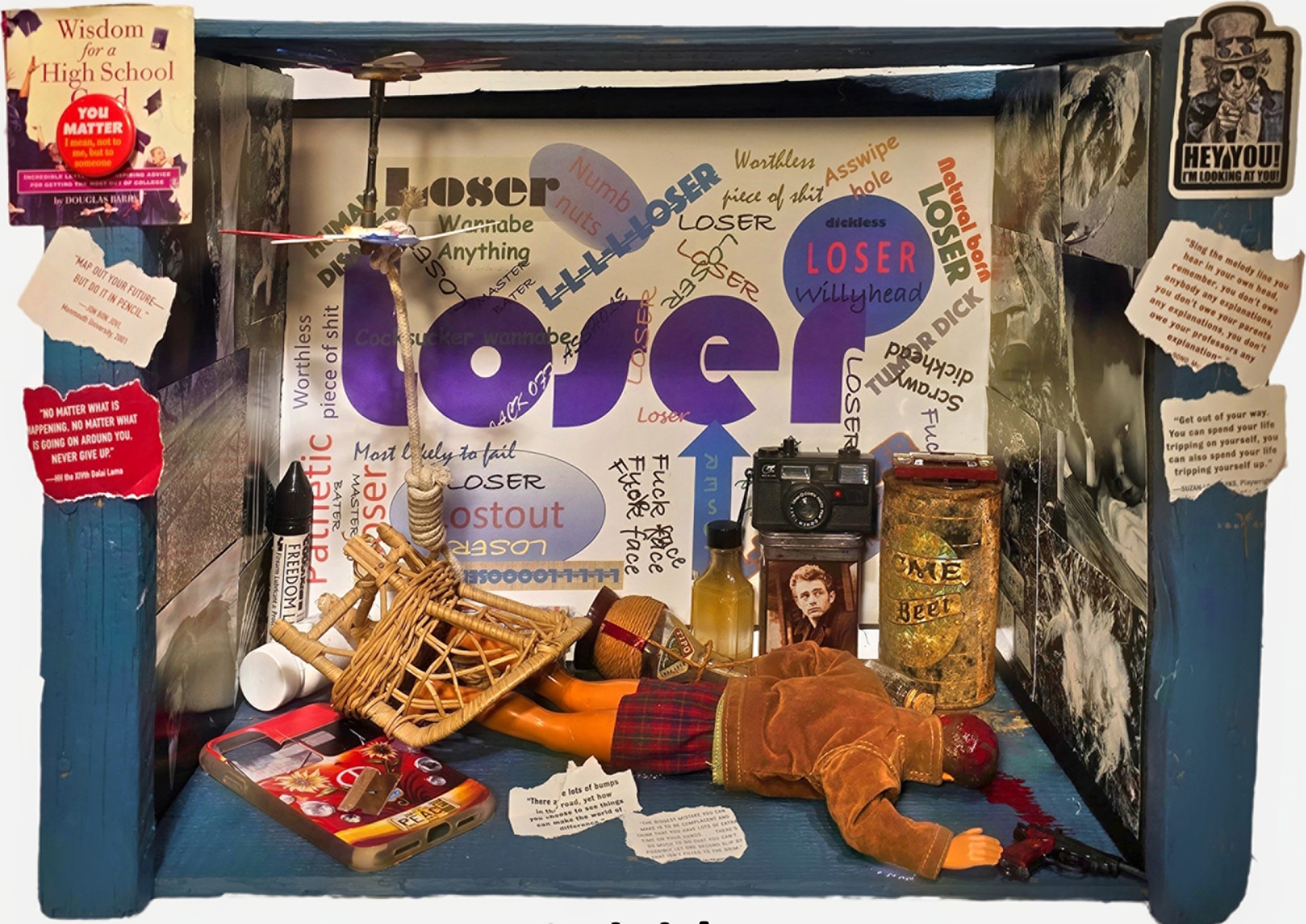 Suicide mixed-media collage by Nancy Hill